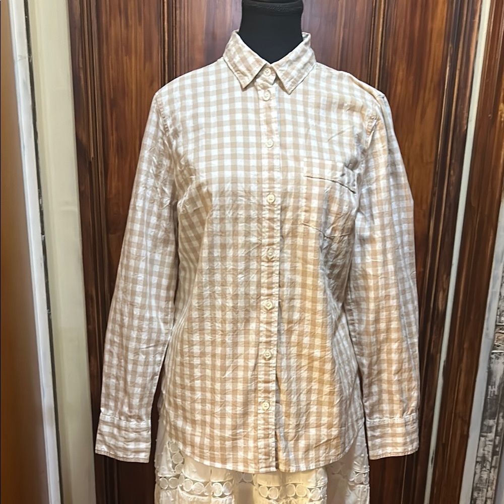 J. Crew Beige Plaid Shirt